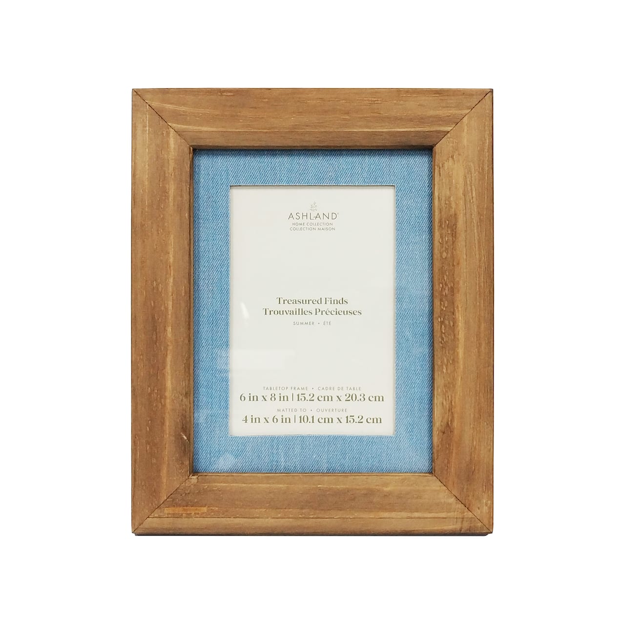 4" x 6" Brown Wood Tabletop Frame with Denim Mat, Treasured Finds by Ashland®